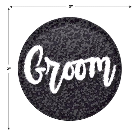 Beistle 2" Black Sparkle Groom Buttons, 6ct.